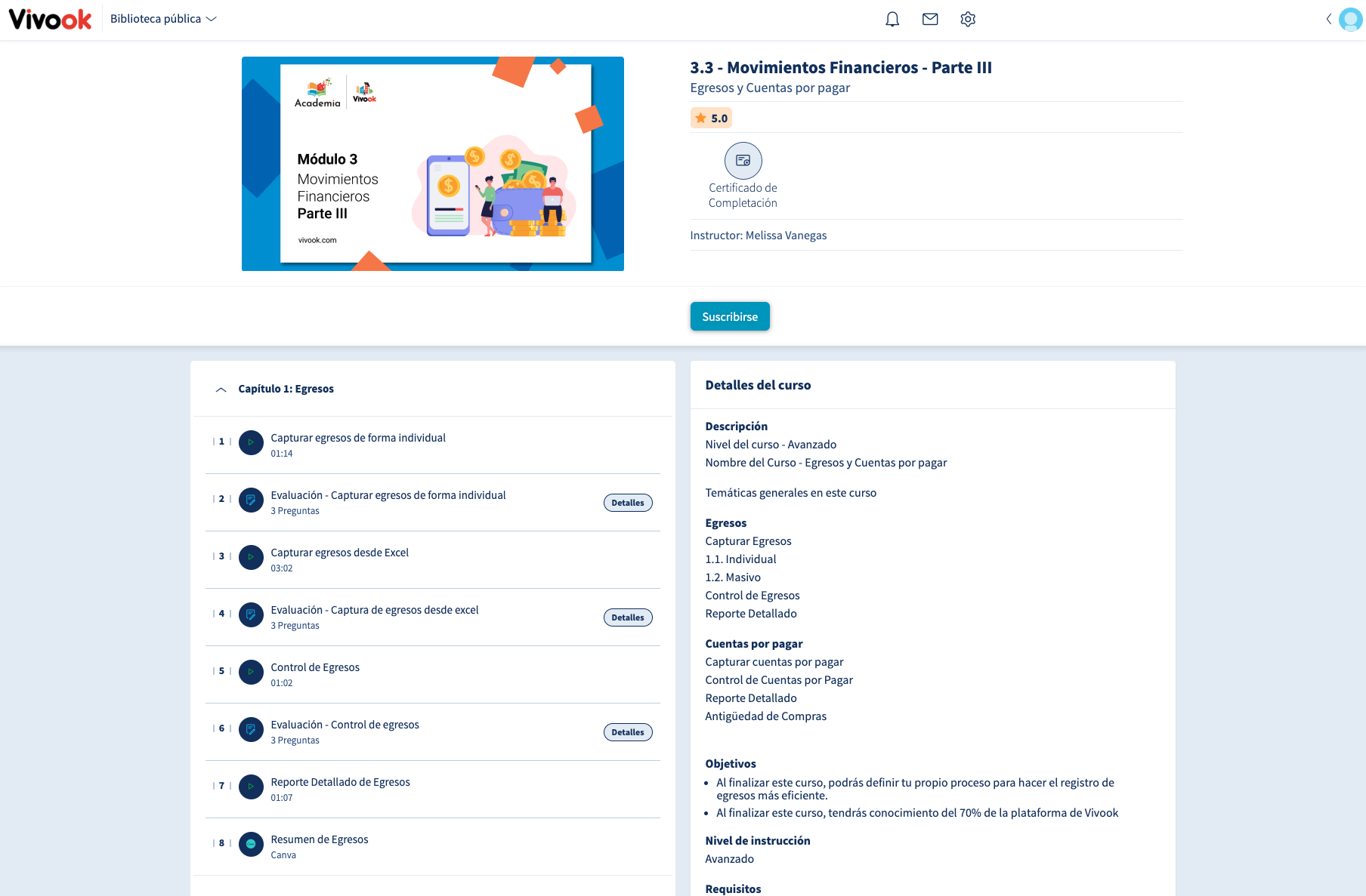 Certificado de la Academia Vivook